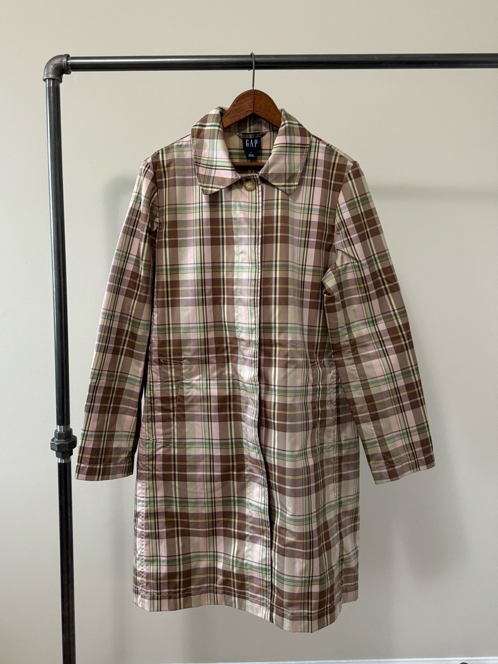 GAP Vintage Y2K Plaid Car Coat Raincoat